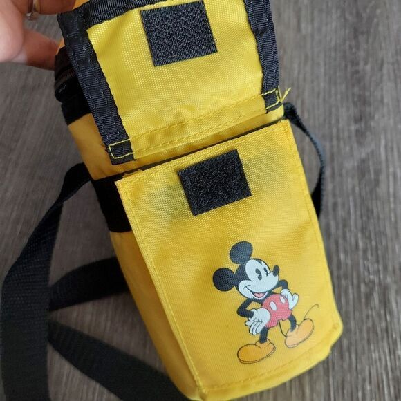NEW Disney Mickey Mouse Yellow Plastic Water Bottle w/ Zipper Case & Strap - Picture 4 of 5